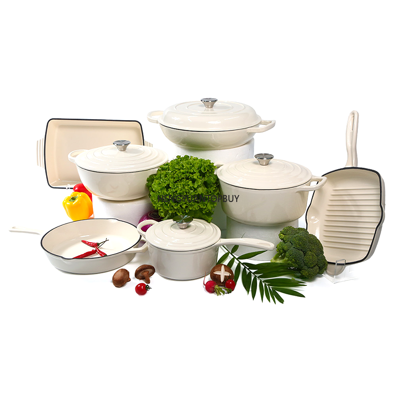 Dutch Oven Enamel - Ensemble de batterie de cuisine en