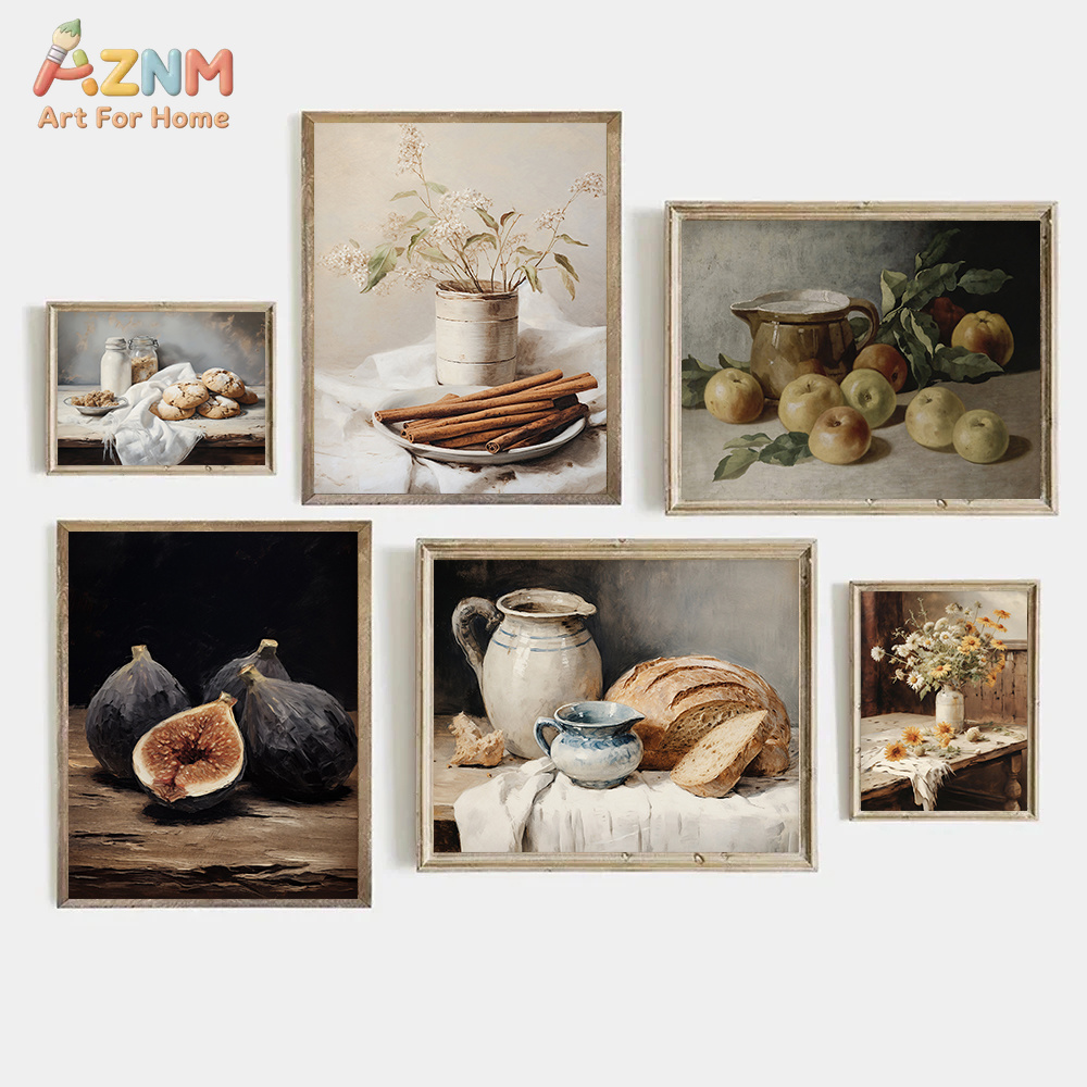 Home Cooking Oil - AZNM Impression sur toile vintage neutre,