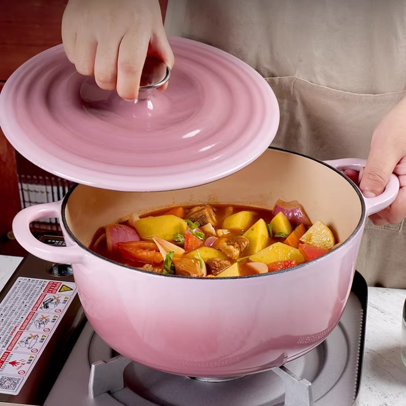 Dutch Oven Enamel - Cocotte en fonte émaillée rose dégradé